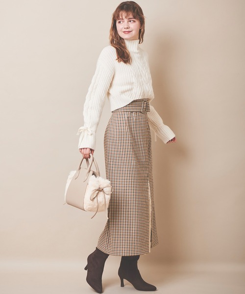 31 Sons de mode（トランテアン　ソン　ドゥ　モード）の「モックネックケーブルニット（ニット/セーター・レディース・オフホワイト/ラベンダー/ライトグリーン・36）」の22枚目の写真