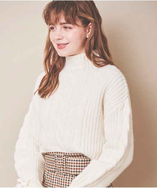 31 Sons de mode（トランテアン　ソン　ドゥ　モード）の「モックネックケーブルニット（ニット/セーター・レディース・オフホワイト/ラベンダー/ライトグリーン・36）」の20枚目の写真