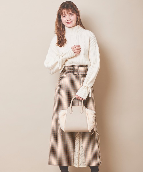 31 Sons de mode（トランテアン　ソン　ドゥ　モード）の「モックネックケーブルニット（ニット/セーター・レディース・オフホワイト/ラベンダー/ライトグリーン・36）」の21枚目の写真