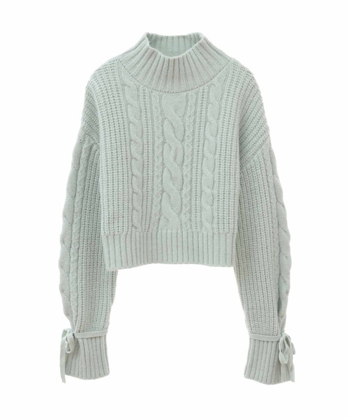 31 Sons de mode（トランテアン　ソン　ドゥ　モード）の「モックネックケーブルニット（ニット/セーター・レディース・オフホワイト/ラベンダー/ライトグリーン・36）」の12枚目の写真
