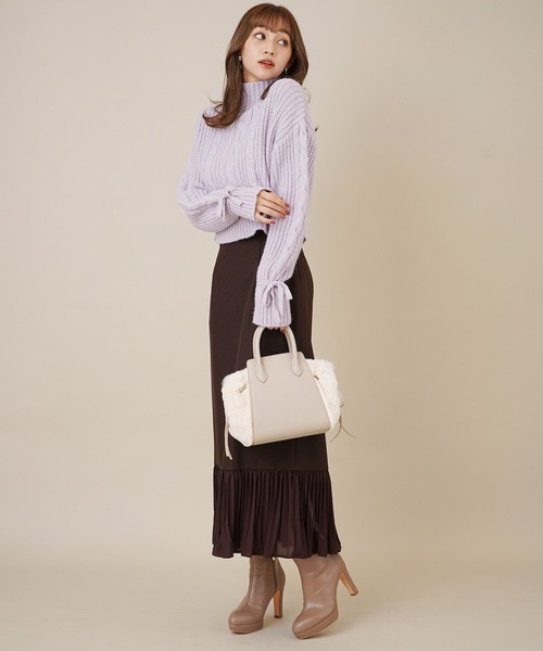 31 Sons de mode（トランテアン　ソン　ドゥ　モード）の「モックネックケーブルニット（ニット/セーター・レディース・オフホワイト/ラベンダー/ライトグリーン・36）」の6枚目の写真