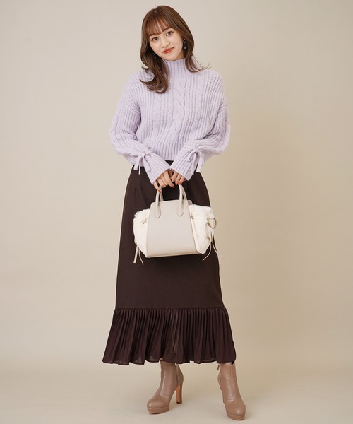 31 Sons de mode（トランテアン　ソン　ドゥ　モード）の「モックネックケーブルニット（ニット/セーター・レディース・オフホワイト/ラベンダー/ライトグリーン・36）」の7枚目の写真