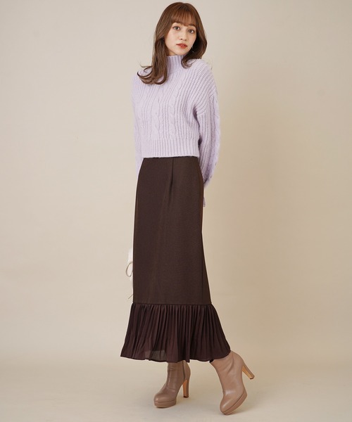 31 Sons de mode（トランテアン　ソン　ドゥ　モード）の「モックネックケーブルニット（ニット/セーター・レディース・オフホワイト/ラベンダー/ライトグリーン・36）」の10枚目の写真