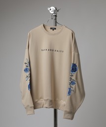 RE730（アールイーセブンサーティー）の「Sleeve rose embroidery wide sweatshirt / 袖ローズ刺繍 ワイドスウェット unisex（スウェット）」