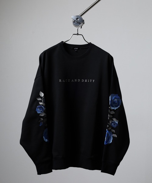 RE730(アールイーセブンサーティー)の「Sleeve rose embroidery wide sweatshirt / 袖ローズ刺繍 ワイドスウェット unisex(スウェット・メンズ・ブラック/ホワイト・L/XL/M)」の18枚目の写真