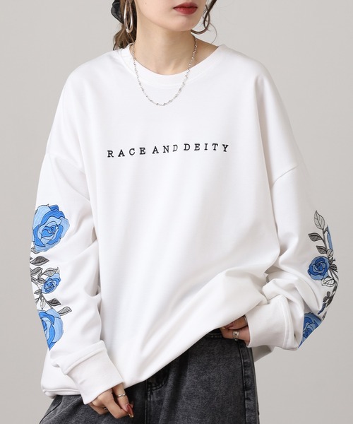 RE730(アールイーセブンサーティー)の「Sleeve rose embroidery wide sweatshirt / 袖ローズ刺繍 ワイドスウェット unisex(スウェット・メンズ・ブラック/ホワイト・L/XL/M)」の21枚目の写真
