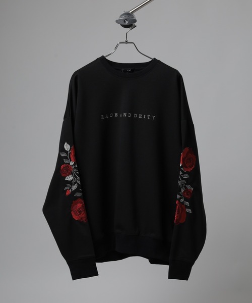 RE730（アールイーセブンサーティー）の「Sleeve rose embroidery wide sweatshirt / 袖ローズ刺繍 ワイドスウェット unisex（スウェット・メンズ・ブラック/ホワイト/ホワイト系1/ブラック系1/グレー/グレー系1/ベージュ/ベージュ系1・L/XL/M）」の10枚目の写真