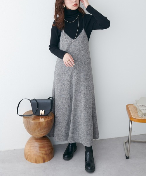 natural couture（ナチュラルクチュール）の「パイピングキャミワンピース（ワンピース・レディース・その他2/モカ/ブラック/その他1/その他3・FREE）」の5枚目の写真