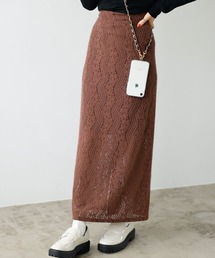 起毛レースタイトスカート