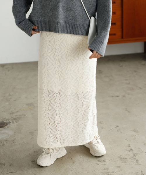 GeeRA（ジーラ）の「起毛レースタイトスカート（スカート・レディース・アイボリー/ブラック/ブラウン・SMALL/MEDIUM/LARGE）」の9枚目の写真