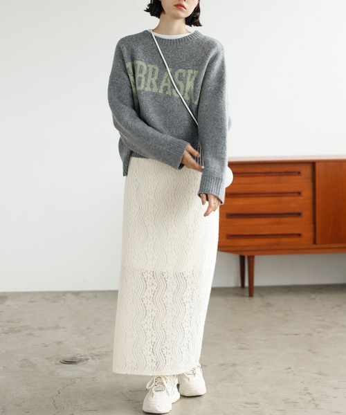 GeeRA（ジーラ）の「起毛レースタイトスカート（スカート・レディース・アイボリー/ブラック/ブラウン・SMALL/MEDIUM/LARGE）」の8枚目の写真