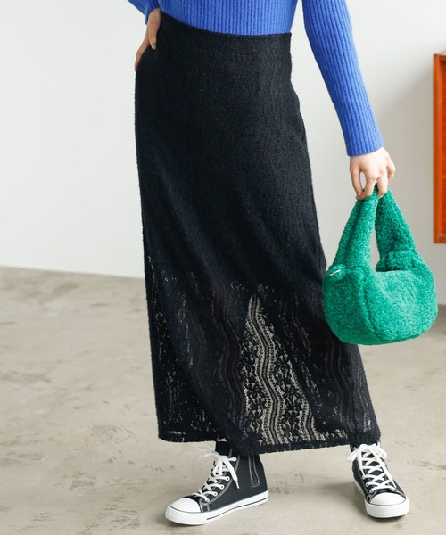 GeeRA（ジーラ）の「起毛レースタイトスカート（スカート・レディース・アイボリー/ブラック/ブラウン・SMALL/MEDIUM/LARGE）」の14枚目の写真