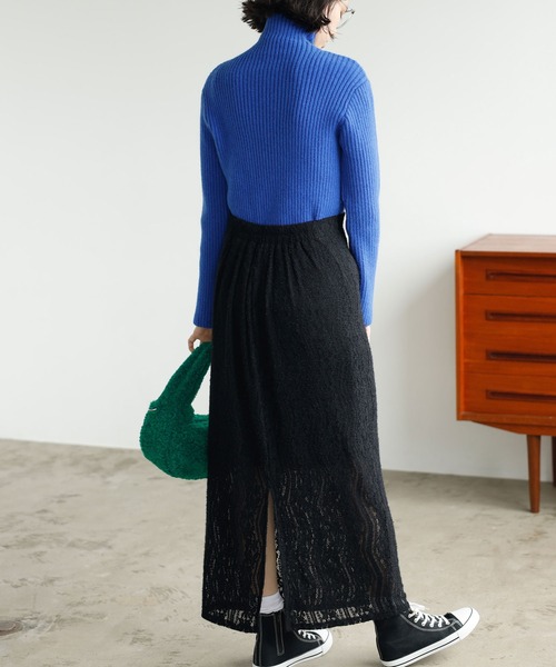 GeeRA（ジーラ）の「起毛レースタイトスカート（スカート・レディース・アイボリー/ブラック/ブラウン・SMALL/MEDIUM/LARGE）」の13枚目の写真