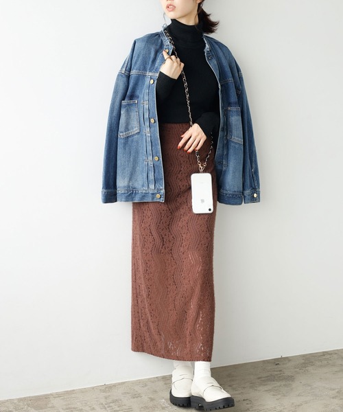 GeeRA（ジーラ）の「起毛レースタイトスカート（スカート・レディース・アイボリー/ブラック/ブラウン・SMALL/MEDIUM/LARGE）」の15枚目の写真