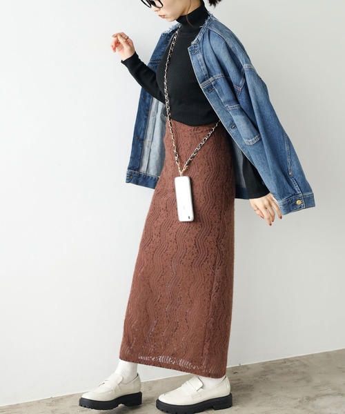 GeeRA（ジーラ）の「起毛レースタイトスカート（スカート・レディース・アイボリー/ブラック/ブラウン・SMALL/MEDIUM/LARGE）」の16枚目の写真