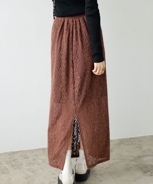 GeeRA（ジーラ）の「起毛レースタイトスカート（スカート・レディース・アイボリー/ブラック/ブラウン・SMALL/MEDIUM/LARGE）」の17枚目の写真