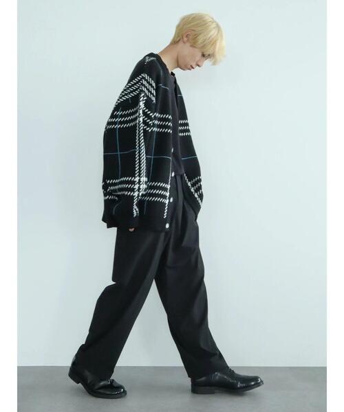 koe（コエ）の「ダブルジャガードビックチェックカーデ（カーディガン/ボレロ・メンズ・グレイッシュベージュ/ブラック・FREE）」の16枚目の写真