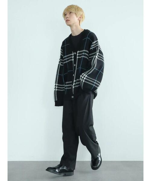 koe（コエ）の「ダブルジャガードビックチェックカーデ（カーディガン/ボレロ・メンズ・グレイッシュベージュ/ブラック・FREE）」の3枚目の写真