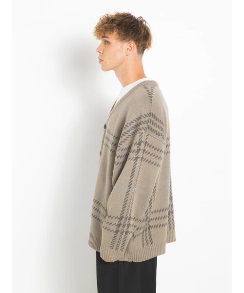 koe（コエ）の「ダブルジャガードビックチェックカーデ（カーディガン/ボレロ・メンズ・グレイッシュベージュ/ブラック・FREE）」の17枚目の写真