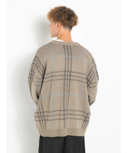 koe（コエ）の「ダブルジャガードビックチェックカーデ（カーディガン/ボレロ・メンズ・グレイッシュベージュ/ブラック・FREE）」の8枚目の写真