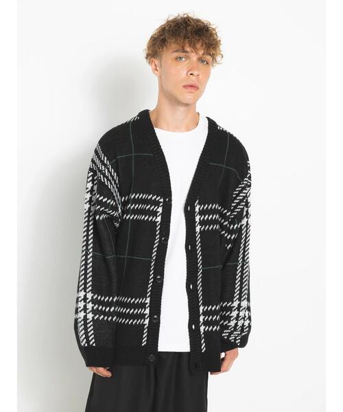 koe（コエ）の「ダブルジャガードビックチェックカーデ（カーディガン/ボレロ・メンズ・グレイッシュベージュ/ブラック・FREE）」の21枚目の写真