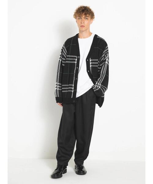 koe（コエ）の「ダブルジャガードビックチェックカーデ（カーディガン/ボレロ・メンズ・グレイッシュベージュ/ブラック・FREE）」の9枚目の写真