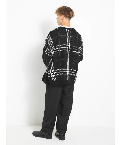 koe（コエ）の「ダブルジャガードビックチェックカーデ（カーディガン/ボレロ・メンズ・グレイッシュベージュ/ブラック・FREE）」の5枚目の写真