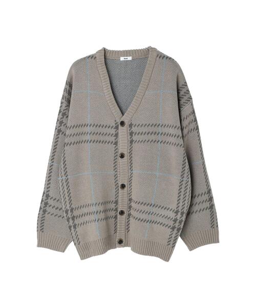 koe（コエ）の「ダブルジャガードビックチェックカーデ（カーディガン/ボレロ・メンズ・グレイッシュベージュ/ブラック・FREE）」の22枚目の写真