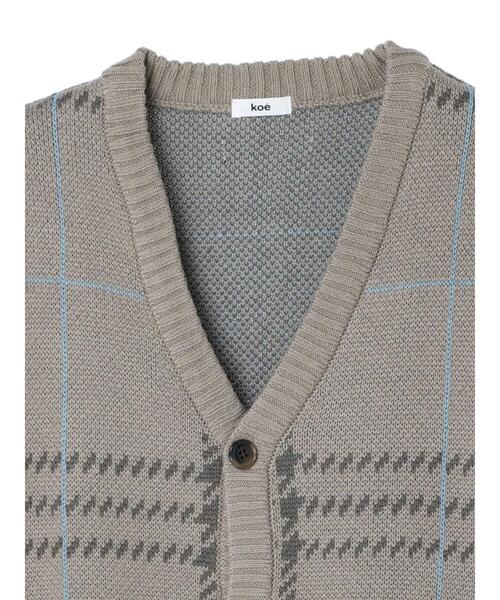 koe（コエ）の「ダブルジャガードビックチェックカーデ（カーディガン/ボレロ・メンズ・グレイッシュベージュ/ブラック・FREE）」の14枚目の写真