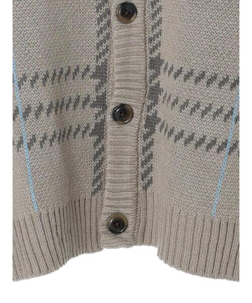 koe（コエ）の「ダブルジャガードビックチェックカーデ（カーディガン/ボレロ・メンズ・グレイッシュベージュ/ブラック・FREE）」の19枚目の写真