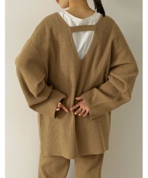 Re:EDIT | [低身長サイズ有]起毛リブニット深Vネックプルオーバー(ニット/セーター)