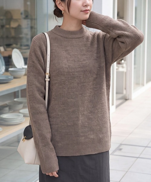 STYLE DELI(スタイルデリ)の「背面スリットミックスニット(ニット/セーター・レディース・ブラウン/オレンジ/グリーン・MEDIUM)」の8枚目の写真
