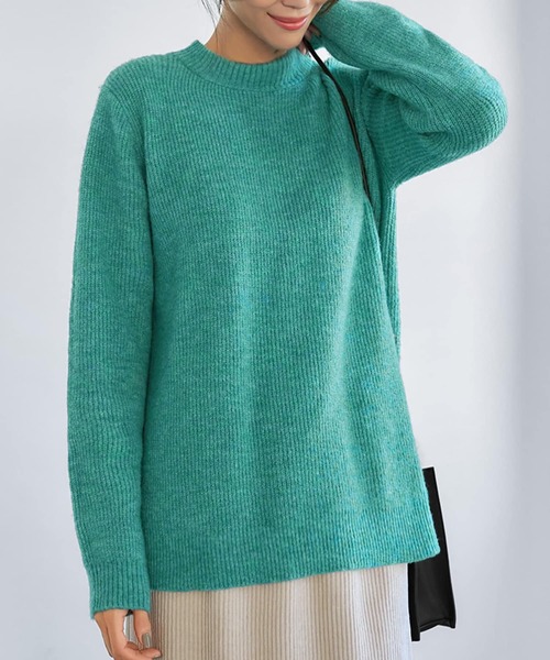 STYLE DELI(スタイルデリ)の「背面スリットミックスニット(ニット/セーター・レディース・ブラウン/オレンジ/グリーン・MEDIUM)」の12枚目の写真