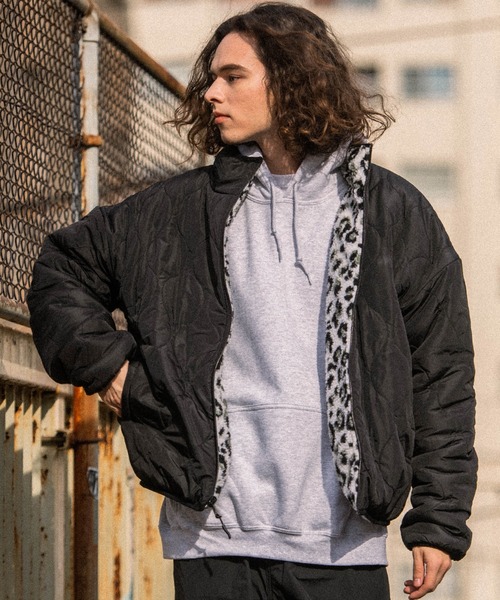 THE HITSS（ヒッツ）の「【THE HITSS】ビッグシルエット シープボア キルティング リバーシブル パデッドブルゾン（ブルゾン・メンズ・ネイビー/ブラック/ベージュ/グレー/アニマル/アイボリー・M/L）」の13枚目の写真