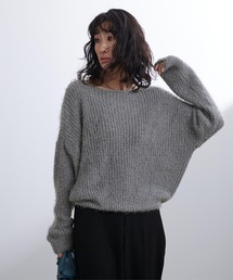 シャギーボートネックニット