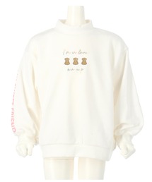 プチハイネッククマ刺繍裏毛トレーナー