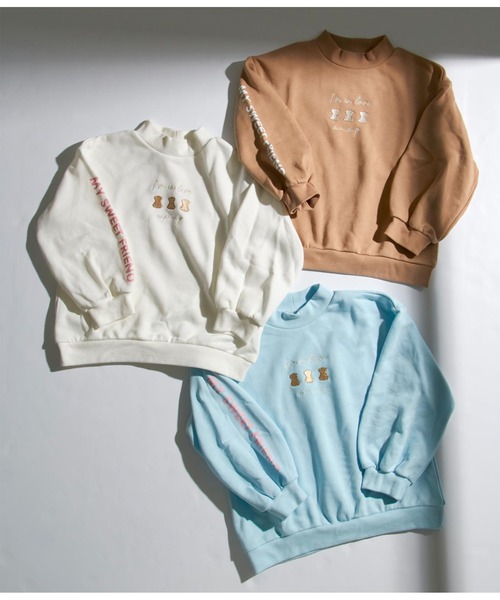 ANAP kids(アナップキッズ)の「プチハイネッククマ刺繍裏毛トレーナー(スウェット・キッズ・オフホワイト/ベージュ/サックスブルー・130cm/110cm/120cm)」の8枚目の写真