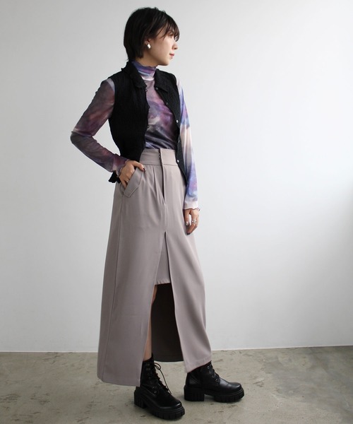 GeeRA（ジーラ）の「ポケット付スリットタイトスカート（スカート・レディース・ブラック/グレー・SMALL/MEDIUM/LARGE）」の5枚目の写真