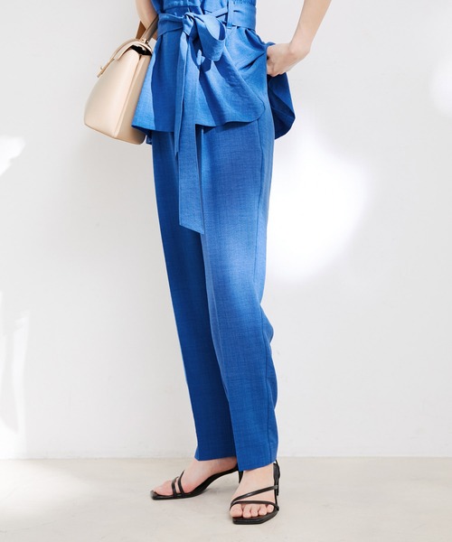 VIS(ビス)の「【接触冷感・洗える】美easy共布リボン付きテーパードパンツ【セットアップ対応】(スラックス・レディース・ターコイズブルー/オレンジ系その他/ブラック/ベージュ/ピンク系その他2/グリーン系その他/ネイビー/ブラウン系その他2/ブルー系その他4/ピンク/ホワイト系その他5・L/M/S/SS/LL)」の21枚目の写真