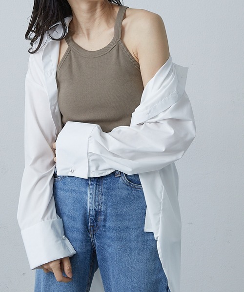 Shelly island（シェリーアイランド）の「カップ付きホルターネックタンク（タンクトップ・レディース・ブラック/オリーブ/ホワイト・FREE）」の4枚目の写真