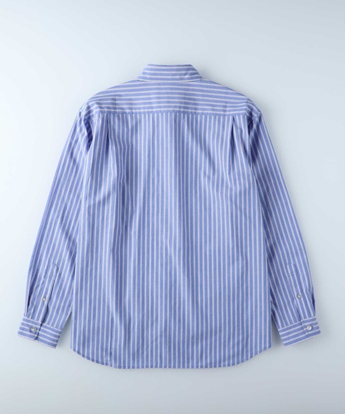 PLUS ONE（プラスワン）の「【PLUS ONE】ブロードストライプシャツ（シャツ/ブラウス・メンズ・ホワイト×ブルー/ネイビー×ホワイト・XL/S/L/M）」の3枚目の写真