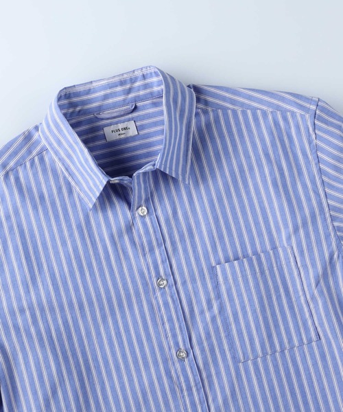 PLUS ONE（プラスワン）の「【PLUS ONE】ブロードストライプシャツ（シャツ/ブラウス・メンズ・ホワイト×ブルー/ネイビー×ホワイト・XL/S/L/M）」の7枚目の写真