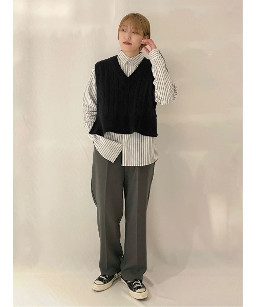 PLUS ONE（プラスワン）の「【PLUS ONE】ブロードストライプシャツ（シャツ/ブラウス・メンズ・ホワイト×ブルー/ネイビー×ホワイト・XL/S/L/M）」の15枚目の写真