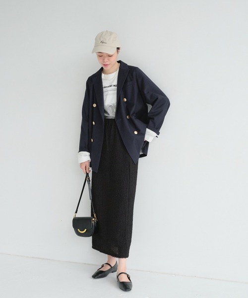 PUAL CE CIN（ピュアルセシン）の「ロゴ刺繍×フォトプリント２WAYカットソー（Tシャツ/カットソー・レディース・オフホワイト/ブルーグレー・FREE）」の13枚目の写真