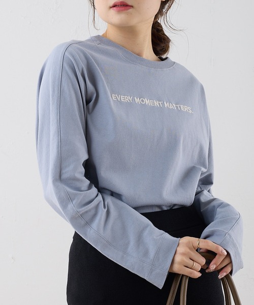 PUAL CE CIN（ピュアルセシン）の「ロゴ刺繍×フォトプリント２WAYカットソー（Tシャツ/カットソー・レディース・オフホワイト/ブルーグレー・FREE）」の20枚目の写真