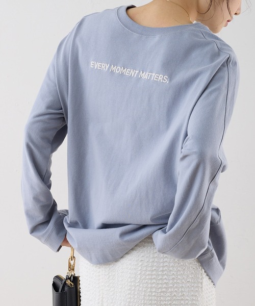 PUAL CE CIN（ピュアルセシン）の「ロゴ刺繍×フォトプリント２WAYカットソー（Tシャツ/カットソー・レディース・オフホワイト/ブルーグレー・FREE）」の4枚目の写真