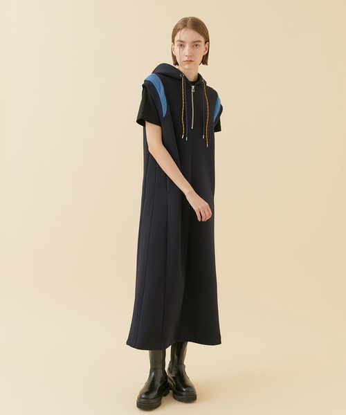 CITY TOKYO（シティトウキョウ）の「Wコードパーカーリラックスワンピース（ワンピース・レディース・ネイビー/オフホワイト/グレー・1/2）」の5枚目の写真