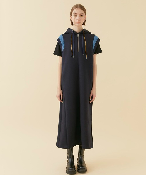 CITY TOKYO（シティトウキョウ）の「Wコードパーカーリラックスワンピース（ワンピース・レディース・ネイビー/オフホワイト/グレー・1/2）」の6枚目の写真