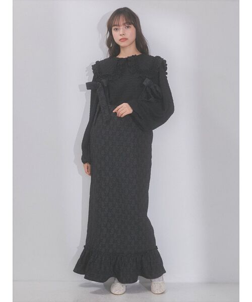 merry jenny(メリージェニー)の「くしゅくしゅフリルカラーtops(Tシャツ/カットソー・レディース・アイボリー/ブラック/ブルー・FREE)」の6枚目の写真