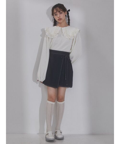 merry jenny(メリージェニー)の「くしゅくしゅフリルカラーtops(Tシャツ/カットソー・レディース・アイボリー/ブラック/ブルー・FREE)」の17枚目の写真